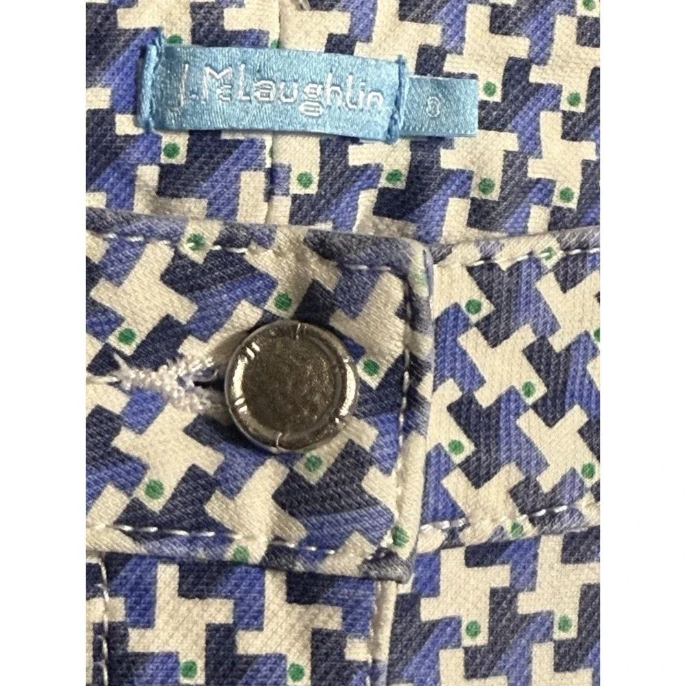 J. McLaughlin Women's Geometric Print Skinny Jeans Blue,‎ White & Black Size 0
